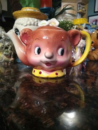 Enesco PY Lil Bear Teapot,  Creamer Sugar Vintage MCM Kitsch Anthropomorphic 5