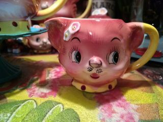 Enesco PY Lil Bear Teapot,  Creamer Sugar Vintage MCM Kitsch Anthropomorphic 7