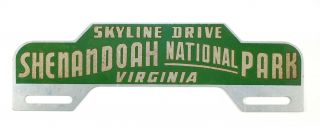 Vintage 1940s Or 1950s Advertising License Plate Topper Shenandoah National Park