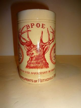 Vintage Bpoe Advertising Beer Stein The Dalles Oregon Elks Lodge Rothchiilds