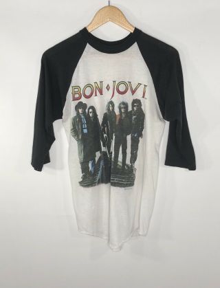 Bon Jovi ‘the Brotherhood On Tour’ 1989 Spring Ford Raglan Vtg T - Shirt Size Lrg