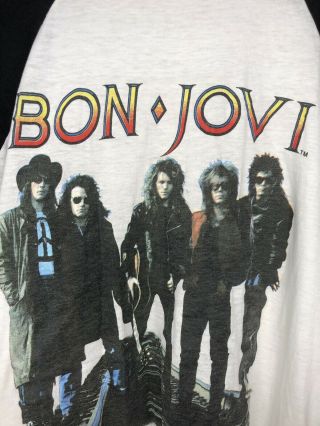 Bon Jovi ‘The Brotherhood On Tour’ 1989 Spring Ford Raglan VTG T - Shirt Size Lrg 5