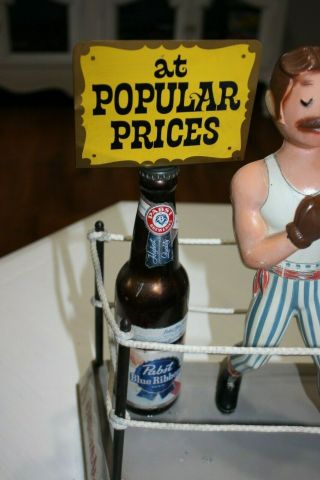 Vintage Sign Pabst Blue Ribbon Beer Cast Metal Boxer John Sullivan Bar 4