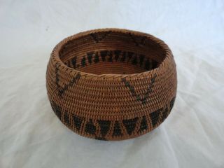 Antique Paiute California Native American Basket W/ Snakeband Motif