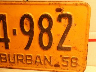 RARE PAIR 1958 - WITH 1959 TAG YORK 654 - 982 SUBURBAN LICENSE PLATE - VINTAGE 3