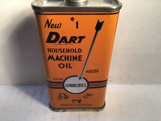 Vintage Dart Oil Can Handy Oiler Lead Top 4 oz Rare household Tin Oilzum Gilmore 2
