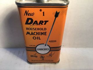 Vintage Dart Oil Can Handy Oiler Lead Top 4 oz Rare household Tin Oilzum Gilmore 4