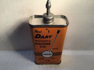 Vintage Dart Oil Can Handy Oiler Lead Top 4 oz Rare household Tin Oilzum Gilmore 7