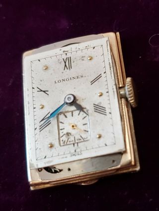 Vintage mens 14k Solid Gold Longines Wristwatch 8