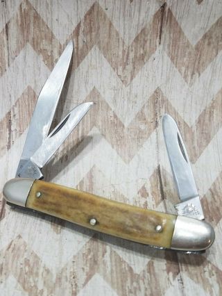 Vintage Solingen Germany Carl Schlieper German Eye Stag Stockman Pocket Knife 2