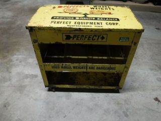 Vintage Castored Service Wheel Weight Display Cabinet Cart Shop Oil Gas Man Cave