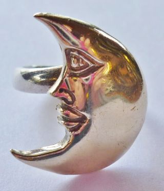 Ring Sergio Bustamante Mexico Sterling Moon Face Vintage Size 5 1/2