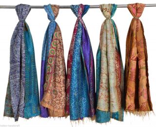 10 Vintage Silk Kantha Fine Shawls Scarves Pashmina 35 " X70 " Hand Quilted Sc45 U