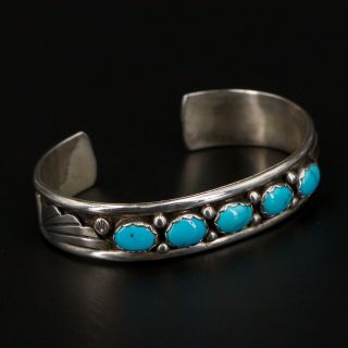 Vtg Sterling Silver - Navajo Sleeping Beauty Turquoise 6 " Cuff Bracelet - 20g