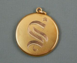 Antique Victorian Gold Filled Monogrammed Photo Locket Pendant Signed Skm Co