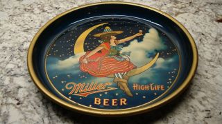 Vintage Miller High Life Beer Girl On Moon 12 " Metal Serving Tray