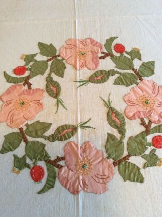 Vintage Paragon Appliqué Quilt Top From Kit: Wild Rose Wreath 5