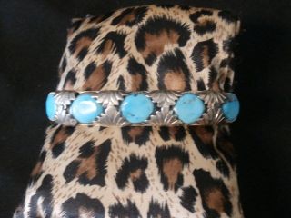 Vintage Sterling Silver Turquoise Cuff Bracelet.  Make Offer G98