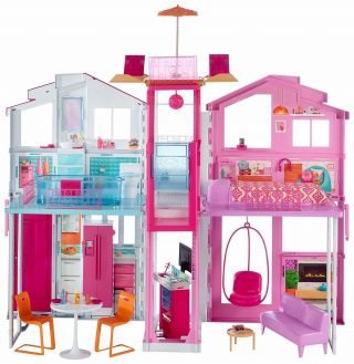 Barbie Pink Passport 3 Story Townhouse Pretend Play Pink Dollhouse