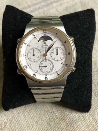 Vintage 1985 Seiko Chronograph Moon Phase 7a48 - 7009 Watch