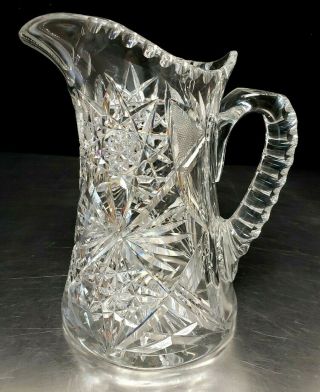 Fine Antique Tuthill American Brilliant Cut Glass Crystal Water Pitcher Carafe