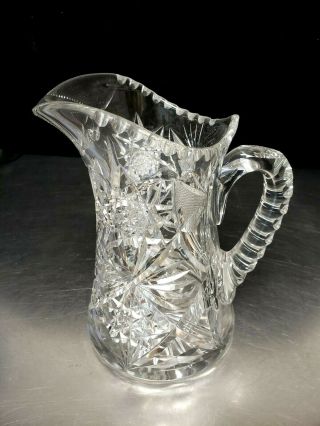 Fine Antique TUTHILL American Brilliant Cut Glass Crystal WATER PITCHER Carafe 3