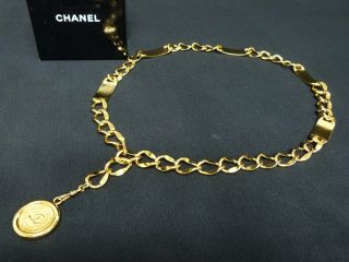 ra5915 Auth CHANEL Vintage Gold Plated CC 31 Rue Cambon Paris Chain Belt 3