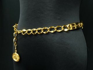 ra5915 Auth CHANEL Vintage Gold Plated CC 31 Rue Cambon Paris Chain Belt 4