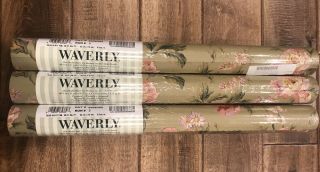 Vtg Waverly Romantic Floral Wallpaper 3 Double Rolls Shabby Chic Roses 5506352