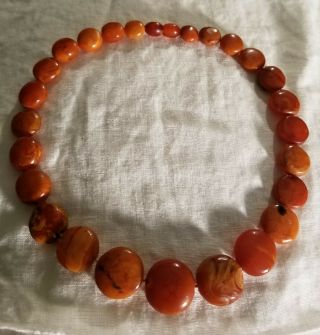 Antique Vintage Baltic Egg Yolk Butterscotch Amber Beaded Necklace - 31 Grams 7