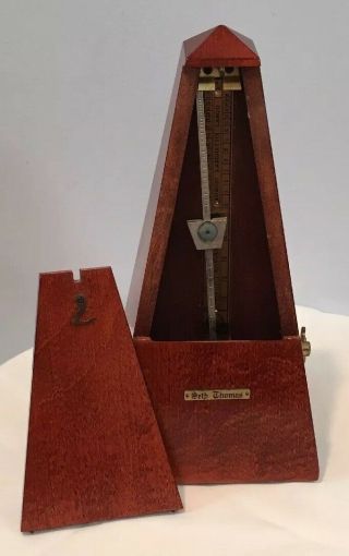 Vintage Seth Thomas Wood Metronome Wind Up Model 6211 And Great