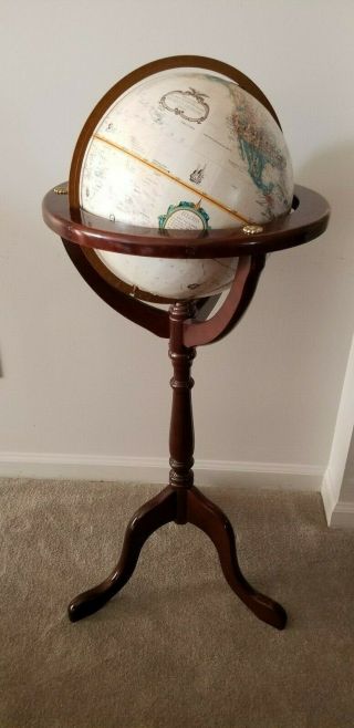 Vintage Replogle Bombay Company 12” Diameter World Globe With Wood Floor Stand