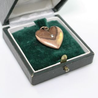 Antique Vintage Art Nouveau 14k Rose Gold Mine Diamond Locket Sweetheart Pendant