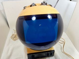 Vintage Jvc Tv Television Videosphere Astronaut Space Helmet W/ Base 1970 
