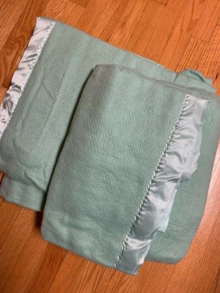 Vintage 100 Acrylic Thermal Blanket 4 Sided Binding Sage Green 100x92