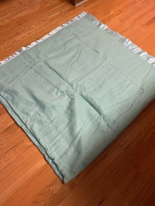 Vintage 100 Acrylic Thermal Blanket 4 Sided Binding Sage Green 100x92 7