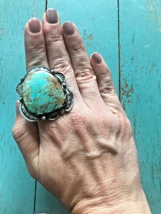 Huge Massive Navajo Vintage Sterling Silver Royston Turquoise Ring Sz 9.  5