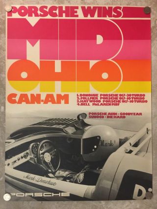 1973 Porsche 917 - 30 Mid - Ohio Can - Am Victory Showroom Advertising Poster Rare