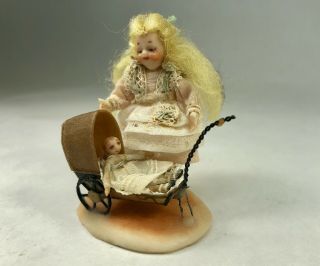 Vintage 1966 Niada Artist Irma Park Miniature " Little Mama " Girl & Doll C1860 