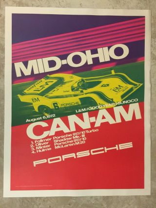 1972 Porsche 917 - 10 Mid Ohio Can - Am Victory Showroom Advertising Poster Rare
