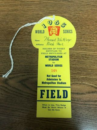 Vintage 1965 Minnesota Twins World Series Field Ticket Metropolitan Stadium Rare
