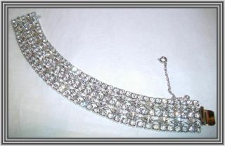 Sherman Clear Color - 1 " Wide Five Row Marquise Crystal Bracelet Nr