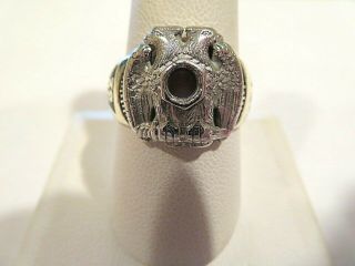 Antique Masonic 14K,  Platinum 32nd Degree Double Eagle Men ' s Ring 1928,  13.  1 gr. 2