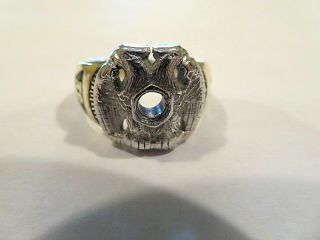 Antique Masonic 14K,  Platinum 32nd Degree Double Eagle Men ' s Ring 1928,  13.  1 gr. 5