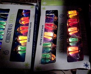 3 box vintage Radiant Christmas 10 light Multicolor Lantern string w spares WORK 7
