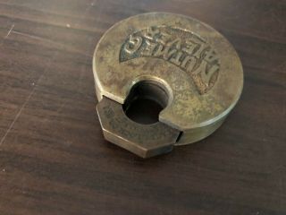 Vintage Nutmeg 4 Lever Pancake Padlock by Eagle Lock Co.  - No Key 5