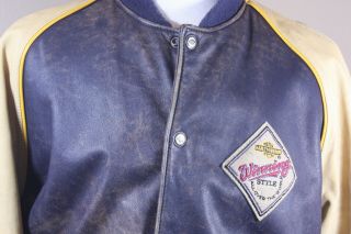 Vintage Harley Davidson Leather Jacket Mens Blue Varsity Bomber Coat Size XL 4