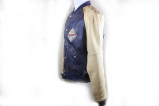 Vintage Harley Davidson Leather Jacket Mens Blue Varsity Bomber Coat Size XL 5
