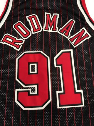 Vtg Dennis Rodman Chicago Bulls Champion Jersey Gold Logoman NBA 50th Sewn 48 8