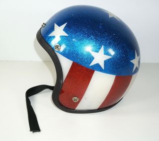 1966 Vintage Norcon Easy Rider Style Helmet Captain America Flag Stars & Stripes